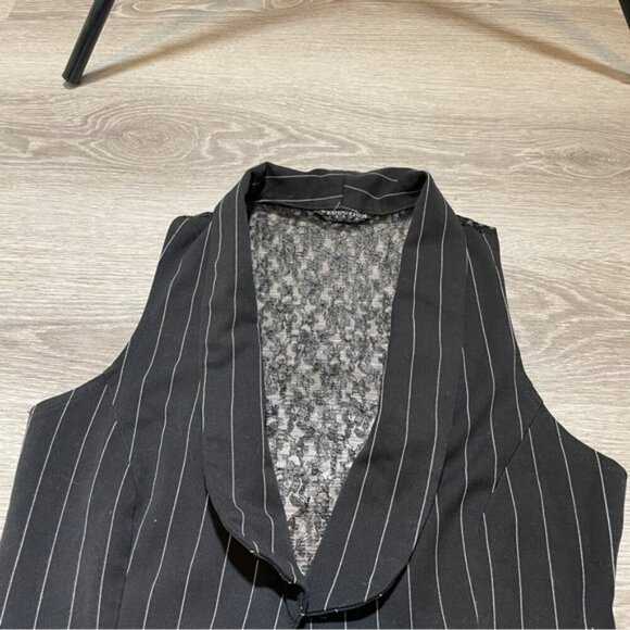 Seductions Black White Lace Back Vest Large Fitted Crop - Picture 3 of 7